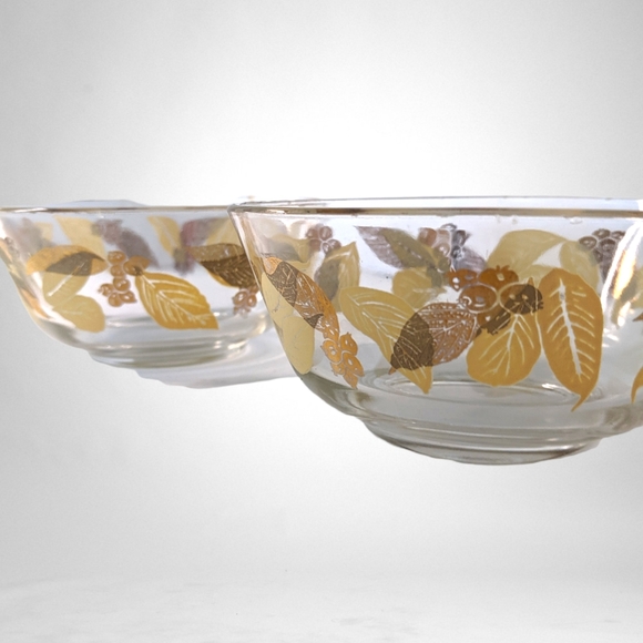 Vintage set of 4 leaves and olive print bowls - Picture 3 of 5